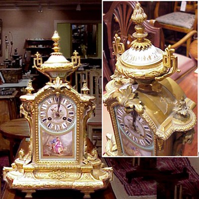 Lot 417 - Sevres Style Porcelain and Gilt-Bronze Mantel...