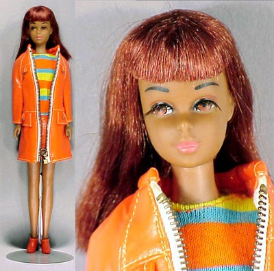 Lot 180 - Black Francie In rare #1548 Orange Zip. Hair...