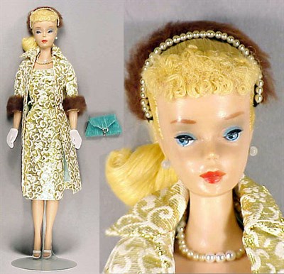 Lot 121 - #4 Blonde Ponytail Barbie Original hard curl,...