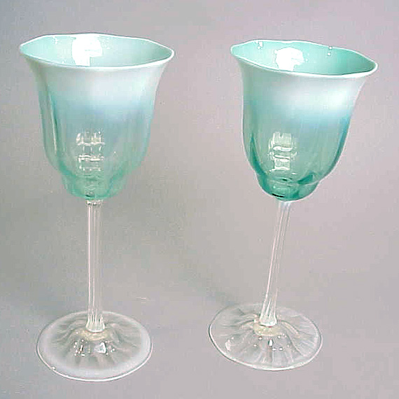 Lot 260 - Pair of Tiffany Favrile Glass Goblets Each in...