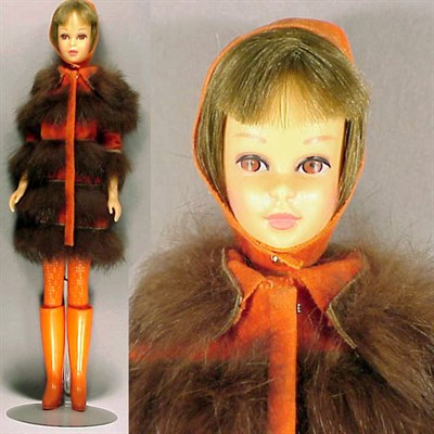 Lot 176 - Brunette Francie Painted eyes, straight leg...