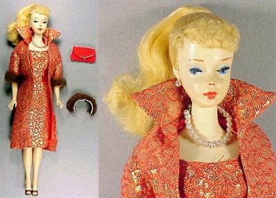 Lot 123 - #3 Blonde Ponytail Barbie Original hard curl,...