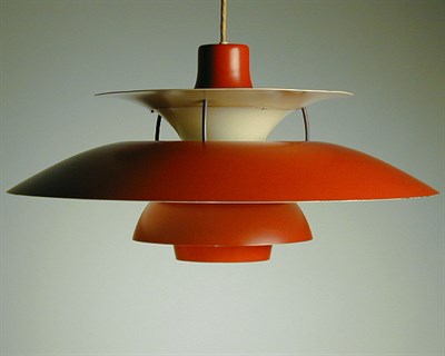 Lot 86 - Red Painted Metal PH5 Lamp Designed by Poul...