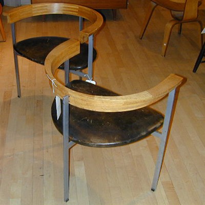 Lot 114 - Two Oak and Metal PK 11 Armchairs Designed by...