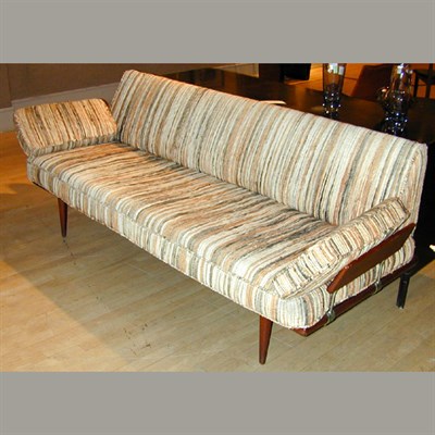 Lot 98 - Danish Modern Sofa With striped upholstery....
