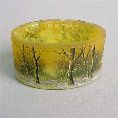 Lot 134 - Daum Nancy Enameled Cameo Glass Salt Of oval...