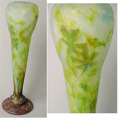 Lot 191 - Daum Nancy Cameo Glass Vase Of tall tapering...