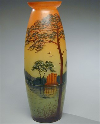 Lot 171 - Michel Enameled Glass Vase Of tall ovoid form,...