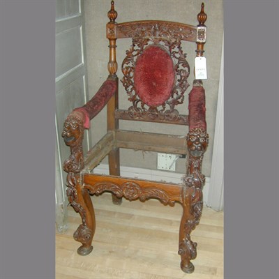 Lot 239 - Continental Baroque Style Walnut Armchair