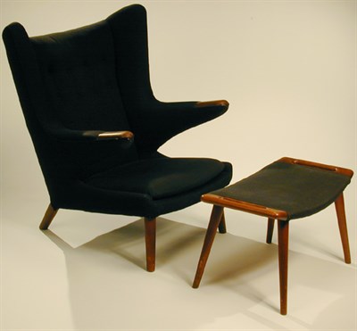 Lot 100 - Teak Armchair and Ottoman Designed by Hans...
