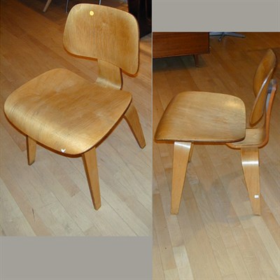 Lot 166 - Pair of Molded Plywood DCW Chairs Designed by...