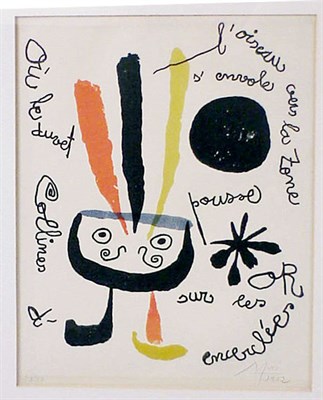 Lot 270 - Joan Miró THE BIRD FLIES AWAY...(MOURLOT 185)...