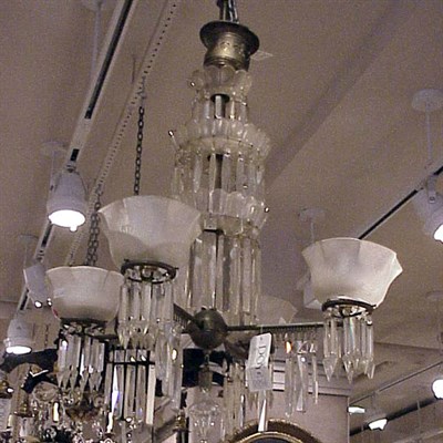 Lot 508 - Victorian Gilt-Bronze and Cut Glass Four-Light...