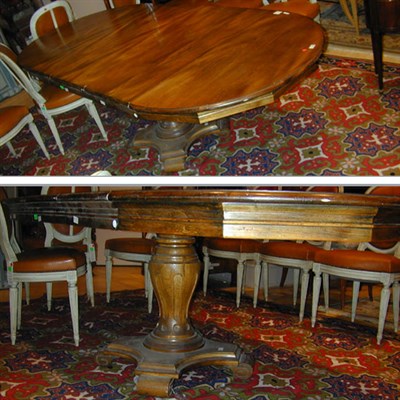 Lot 372 - Classical Style Walnut Dining Table Including...