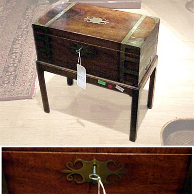 Lot 480 - George III Style Brass Bound Lap Desk on Stand