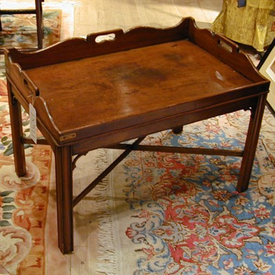 Lot 503 - George III Style Brass Bound Tray on Stand