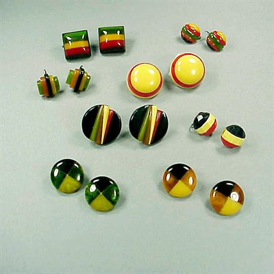 Lot 597 - Group of Eight Pairs of Bakelite Earrings