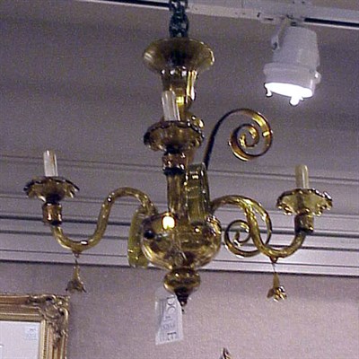 Lot 516 - Murano Amber Glass Four-Light Chandelier
