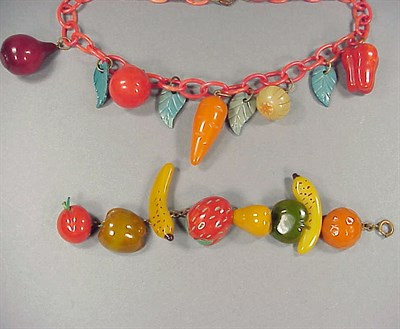 Lot 437 - Bakelite and Celluloid Necklace and Bracelet...