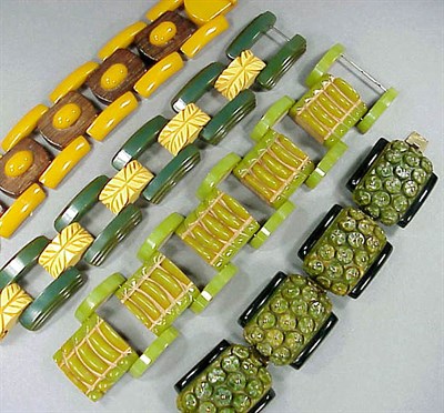 Lot 618 - Group of Four Bakelite Link Bracelets One with...