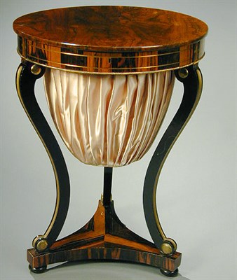 Lot 465 - Regency Brass Inlaid Rosewood Work Table Early...