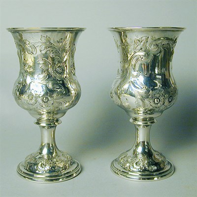 Lot 321 - Pair of American Silver Goblets J.H. Feytel,...