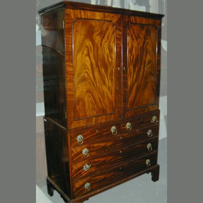 Lot 408 - Late George III Mahogany Linen Press Early...