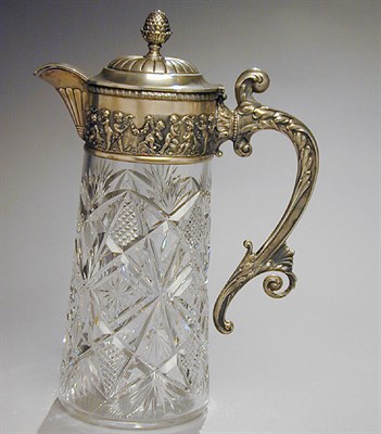 Lot 284 - Continental Silver-Mounted Cut Glass Ewer The...