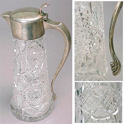 Lot 288 - Continental Silver-Mounted Cut Glass Ewer Cut...