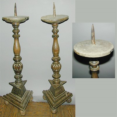 Lot 198 - Pair of Continental Style Wood Pricket...