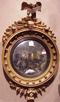 Lot 373 - Regency Style Gilt Carved Wood Convex Mirror