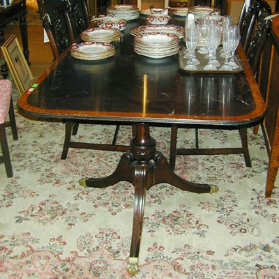 Lot 590 - Regency Style Banded Mahogany Double-Pedestal...