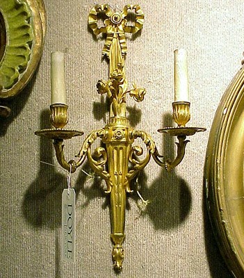 Lot 391 - Pair of Louis XVI Style Gilt-Bronze Two-Light...