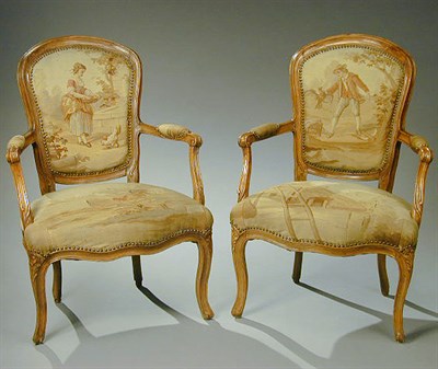 Lot 263 - Pair of Louis XV Beechwood Fauteuils 18th...