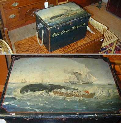 Lot 302 - English Painted Pine Captain's Box 19th...