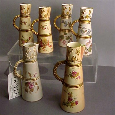 Lot 666 - Group of Six Royal Worcester Gilt-Decorated...