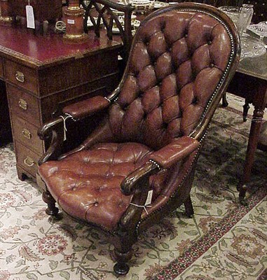 Lot 432 - Victorian Leather Upholstered Mahogany Armchair