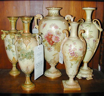 Lot 687 - Group of Five Royal Worcester Gilt-Decorated...