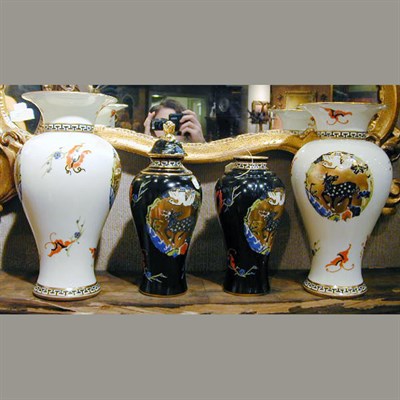 Lot 703 - Two Pairs of Royal Worcester Gilt-Decorated...