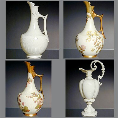 Lot 719 - Group of Three Royal Worcester Porcelain Ewers...
