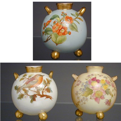 Lot 660 - Group of Seven Royal Worcester Gilt-Decorated...