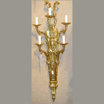 Lot 527 - Pair of Louis XVI Style Gilt-Bronze Five-Light...