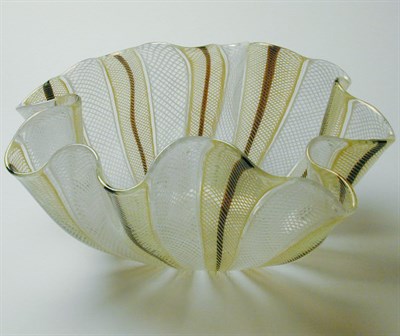 Lot 168 - Venini Glass Handkerchief Bowl With white and...