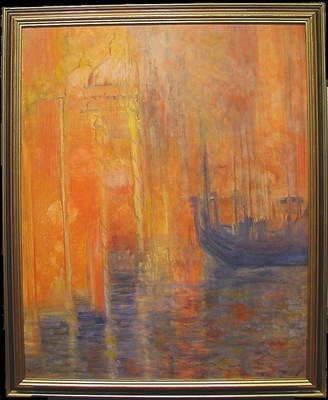 Lot 13 - D. Beard 20th Century VENETIAN CANAL, SUNSET...