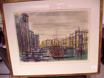 Lot 111 - Jean Carzou [DOCK SCENE] Color lithograph,...