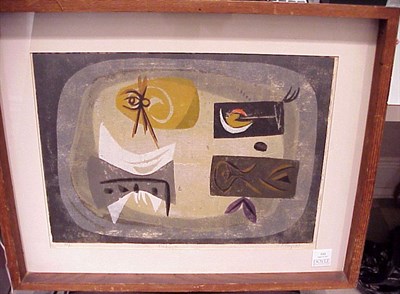 Lot 112 - Seong Moy REFUGEE Color woodcut, 1949, signed,...