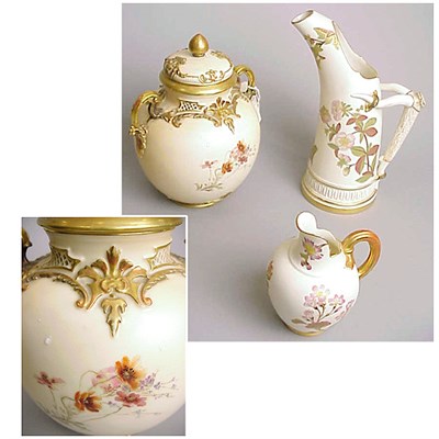 Lot 722 - Group of Three Royal Worcester Gilt-Decorated...