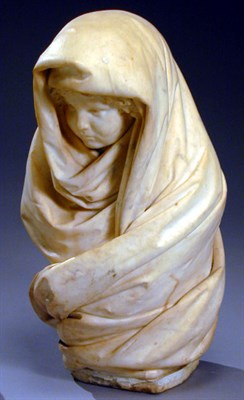 Lot 100 - Marble Bust of a Child The figure swathed in a...