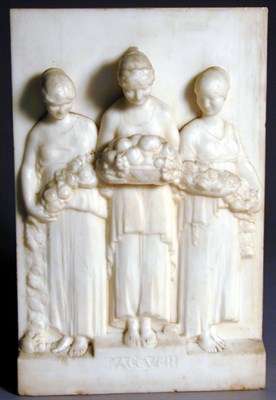 Lot 104 - Marble Relief L'Accueil Depicting three...