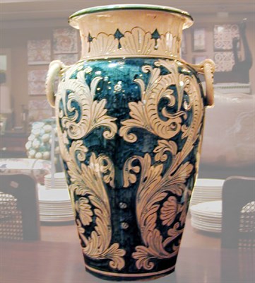 Lot 231 - Continental Faience Two-Handled Urn
